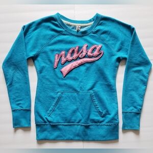 Rare Vintage Blue Womens NASA Crewneck Raglan Baseball Sweatshirt M